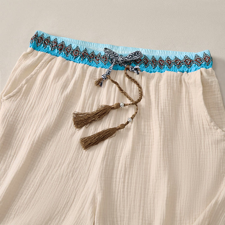 Pantaloncini Bermuda da uomo con coulisse, fantasia geometrica e motivo Buddha Stones, perfetti per l'estate, in stile boho casual, con tasche. - image 3