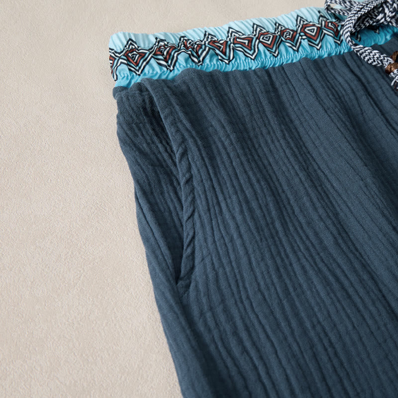 Pantaloncini Bermuda da uomo con coulisse, fantasia geometrica e motivo Buddha Stones, perfetti per l'estate, in stile boho casual, con tasche. - image 10