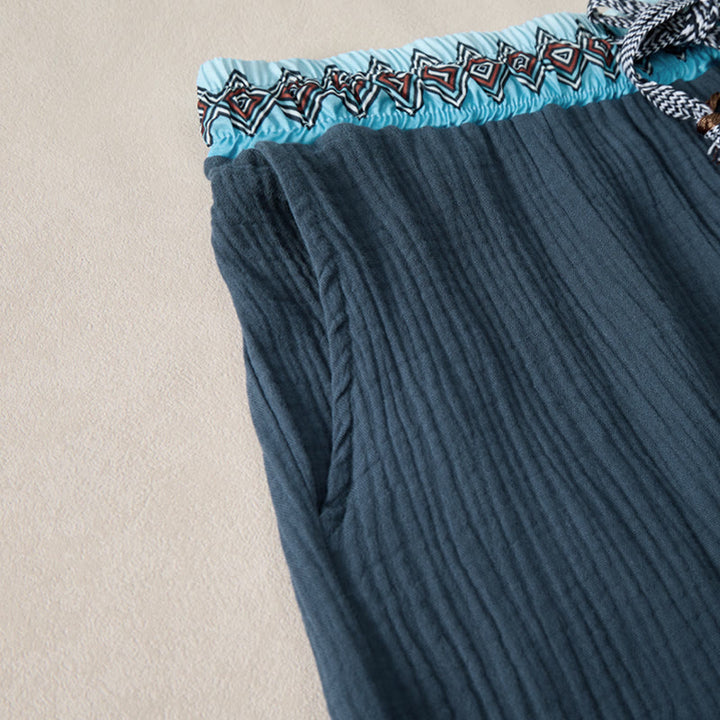 Pantaloncini Bermuda da uomo con coulisse, fantasia geometrica e motivo Buddha Stones, perfetti per l'estate, in stile boho casual, con tasche. - image 10