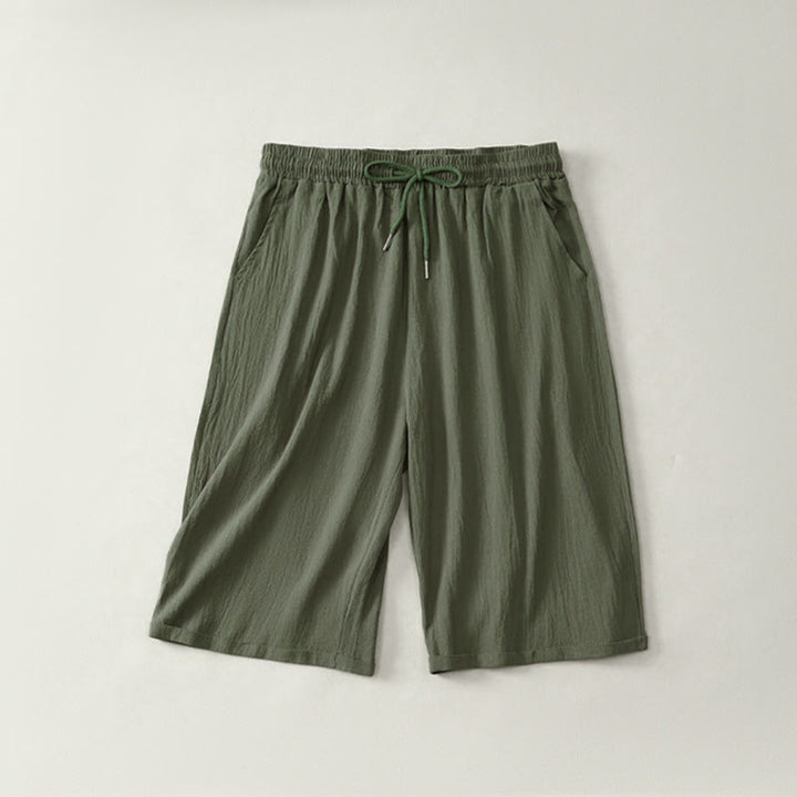 Pantaloncini Bermuda da donna a gamba dritta con coulisse, modello estivo casual con stampe Buddha Stones, con tasche. - Verde oliva scuro - US14, UK/AU18, EU46 (3XL) - image 7