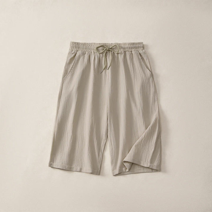 Pantaloncini Bermuda da donna a gamba dritta con coulisse, modello estivo casual con stampe Buddha Stones, con tasche. - Beige - US14, UK/AU18, EU46 (3XL) - image 0