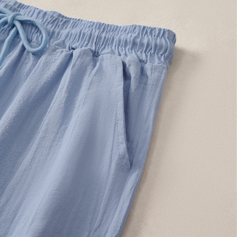 Pantaloncini Bermuda da donna a gamba dritta con coulisse, modello estivo casual con stampe Buddha Stones, con tasche. - image 19
