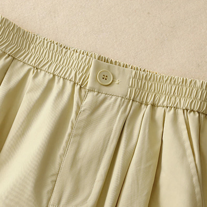 Buddha Stones Pantaloni harem da donna estivi casual ed eleganti con bottoni, cerniera, orlo a balze e tasca. - image 2