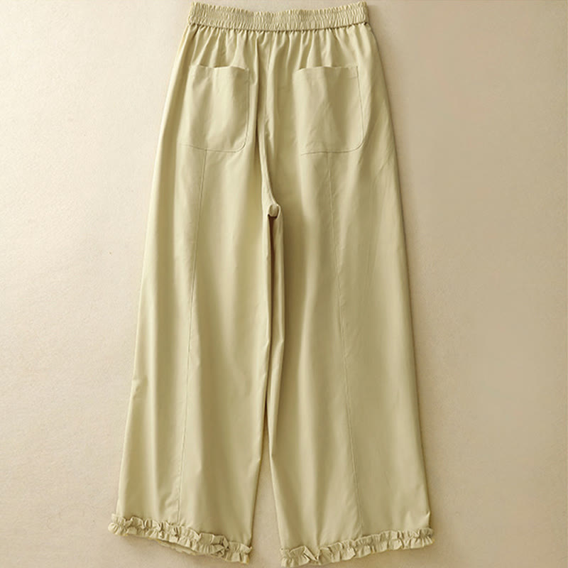 Buddha Stones Pantaloni harem da donna estivi casual ed eleganti con bottoni, cerniera, orlo a balze e tasca. - image 1