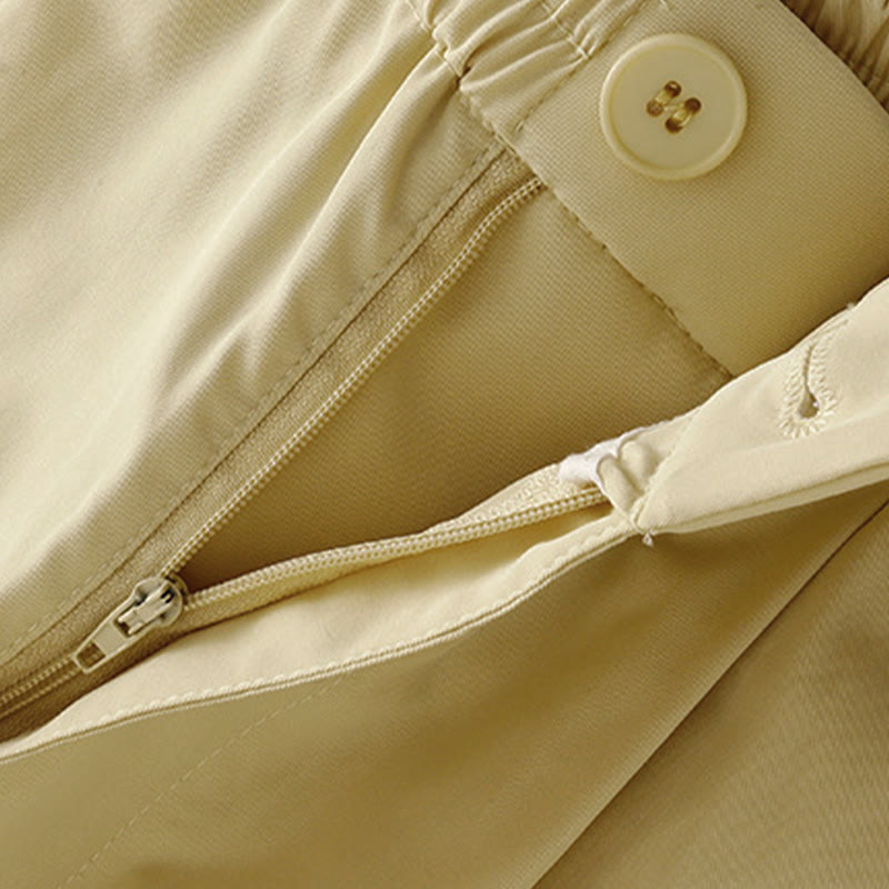 Buddha Stones Pantaloni harem da donna estivi casual ed eleganti con bottoni, cerniera, orlo a balze e tasca. - image 3