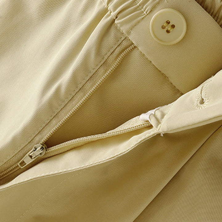 Buddha Stones Pantaloni harem da donna estivi casual ed eleganti con bottoni, cerniera, orlo a balze e tasca. - image 3