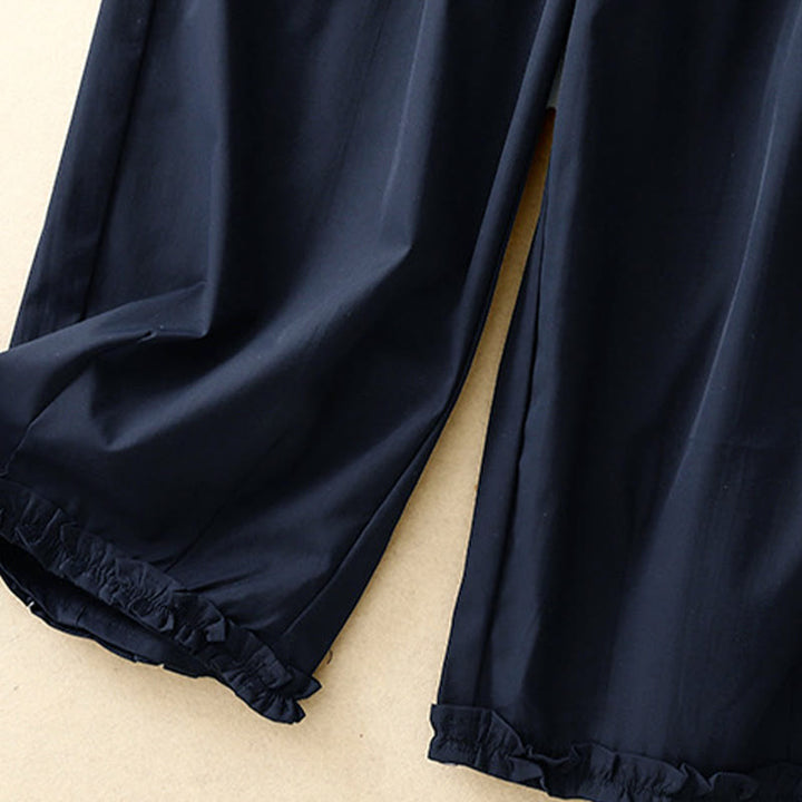 Buddha Stones Pantaloni harem da donna estivi casual ed eleganti con bottoni, cerniera, orlo a balze e tasca. - image 17
