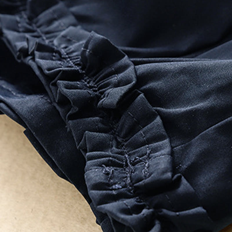 Buddha Stones Pantaloni harem da donna estivi casual ed eleganti con bottoni, cerniera, orlo a balze e tasca. - image 18