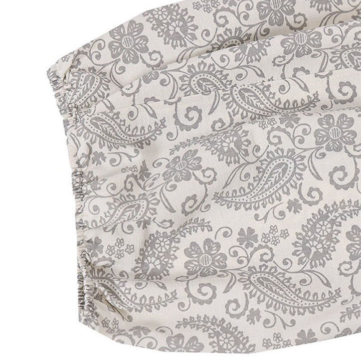 Buddha Stones Pantaloni Capri estivi boho casual con coulisse e stampa paisley, pantaloni harem da uomo con tasca - image 31