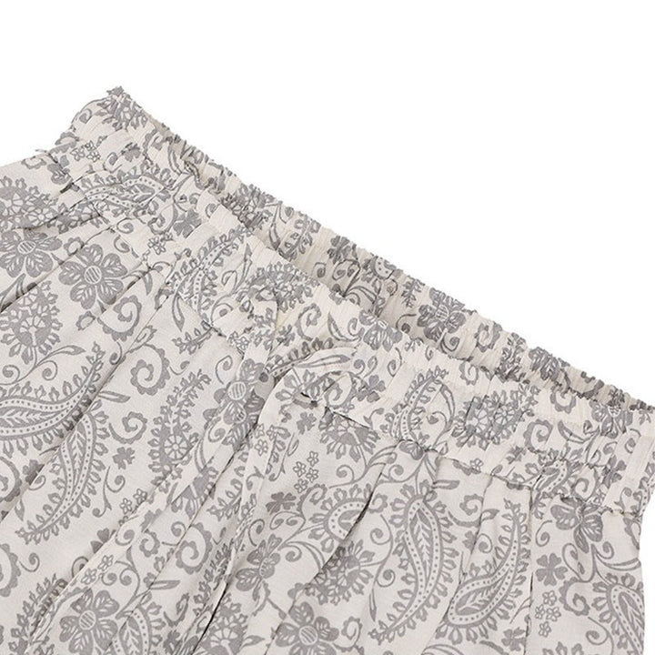 Buddha Stones Pantaloni Capri estivi boho casual con coulisse e stampa paisley, pantaloni harem da uomo con tasca - image 28