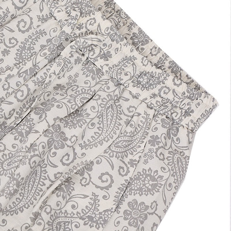 Buddha Stones Pantaloni Capri estivi boho casual con coulisse e stampa paisley, pantaloni harem da uomo con tasca - image 29