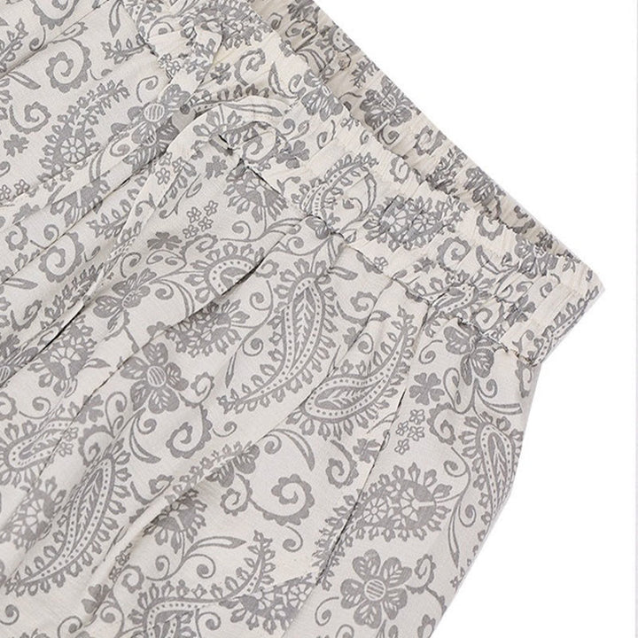Buddha Stones Pantaloni Capri estivi boho casual con coulisse e stampa paisley, pantaloni harem da uomo con tasca - image 29