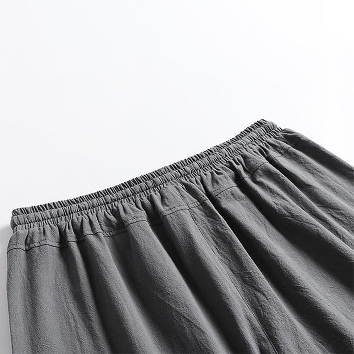 Buddha Stones Pantaloni estivi casual da uomo con coulisse in vita elasticizzata, tinta unita, alla caviglia, modello affusolato con tasche. - image 3