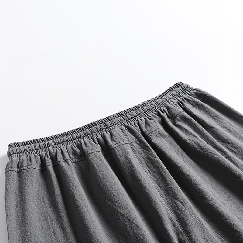 Buddha Stones Pantaloni estivi casual da uomo con coulisse in vita elasticizzata, tinta unita, alla caviglia, modello affusolato con tasche. - image 3