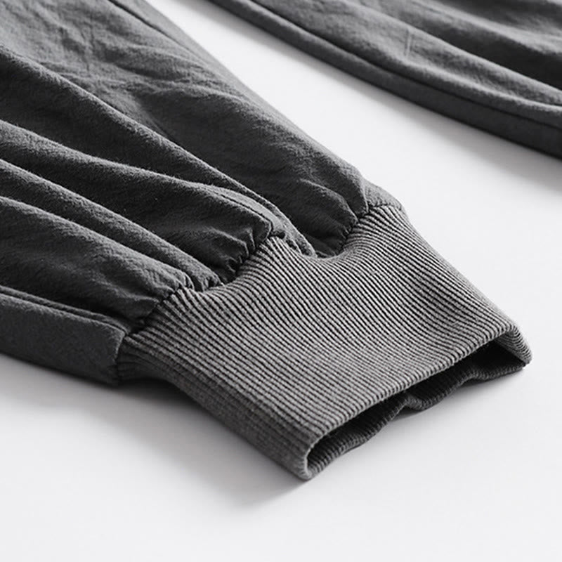 Buddha Stones Pantaloni estivi casual da uomo con coulisse in vita elasticizzata, tinta unita, alla caviglia, modello affusolato con tasche. - image 8