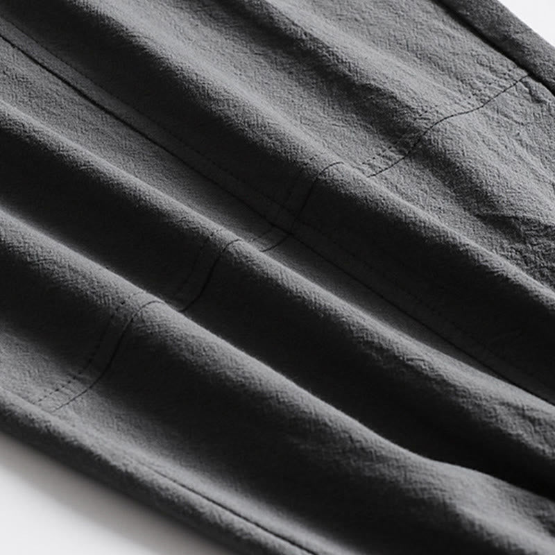 Buddha Stones Pantaloni estivi casual da uomo con coulisse in vita elasticizzata, tinta unita, alla caviglia, modello affusolato con tasche. - image 7