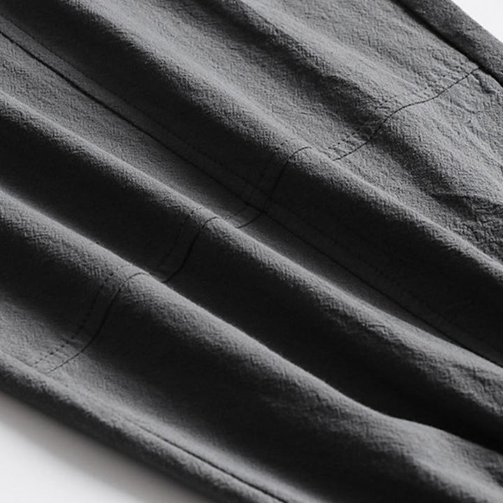 Buddha Stones Pantaloni estivi casual da uomo con coulisse in vita elasticizzata, tinta unita, alla caviglia, modello affusolato con tasche. - image 7