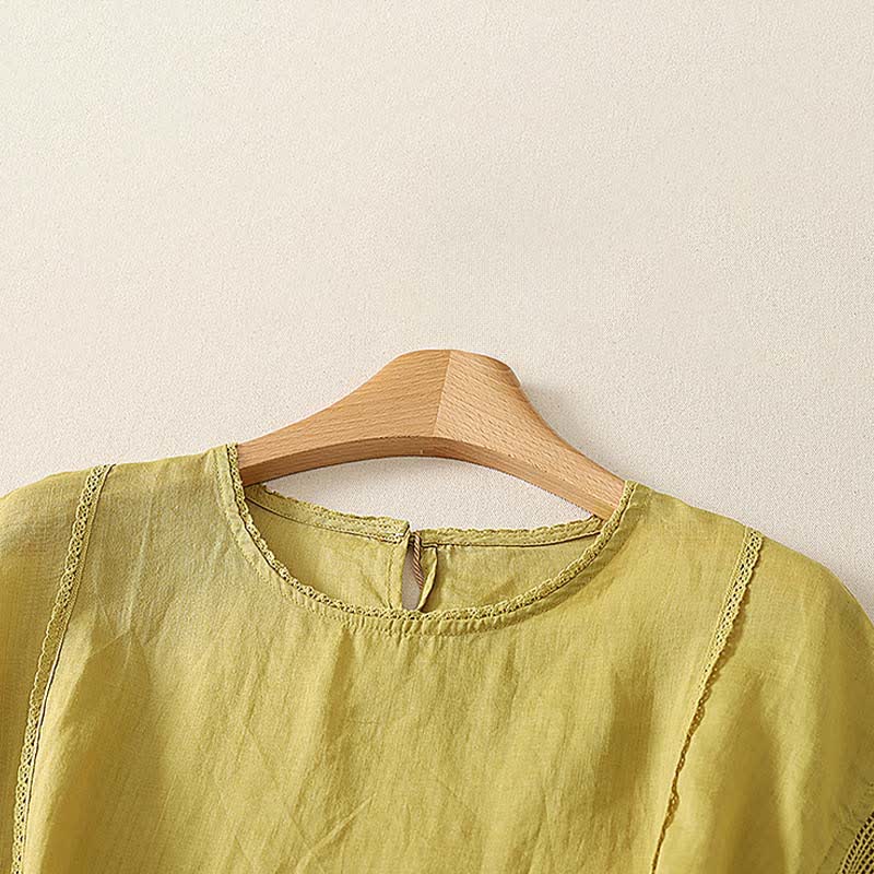 Buddha Stones T-shirt da donna a maniche corte, tinta unita, in ramia, con coulisse, orlo elasticizzato, ideale per l'estate, casual e semplice. - image 10