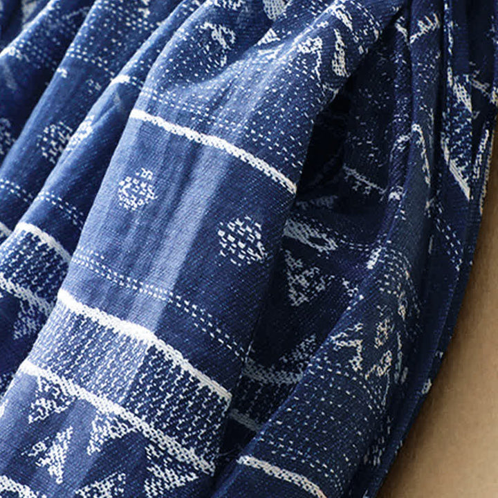 Buddha Stones Abito estivo da donna senza maniche, stile boho casual, blu, con forma ondulata e geometrica, con tasca. - image 7