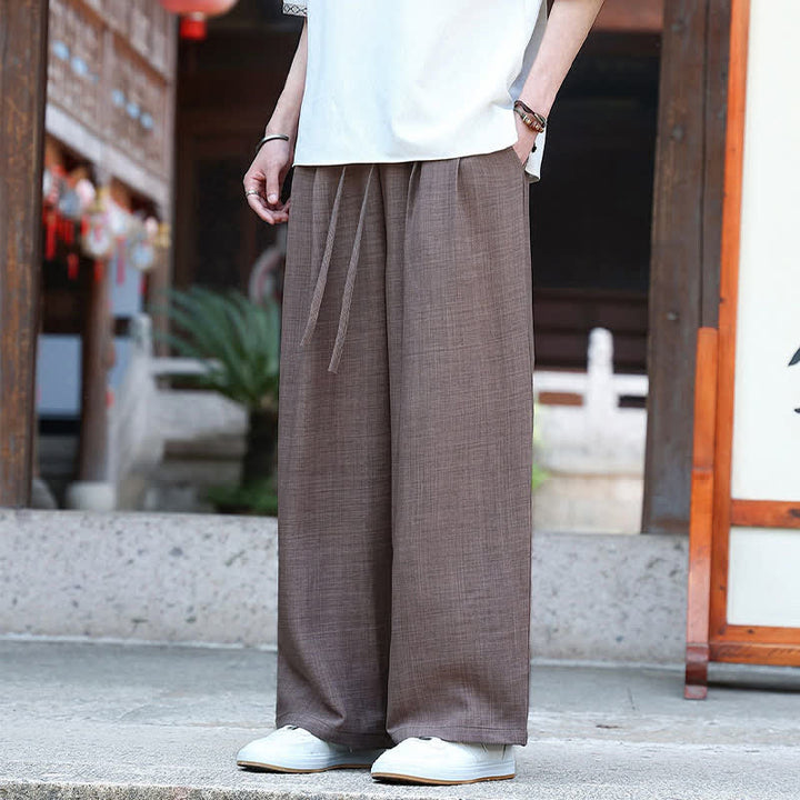Buddha Stones Pantaloni estivi casual minimalisti con coulisse in vita elasticizzata, tinta unita, alla caviglia, da uomo, a gamba dritta con tasca - image 17