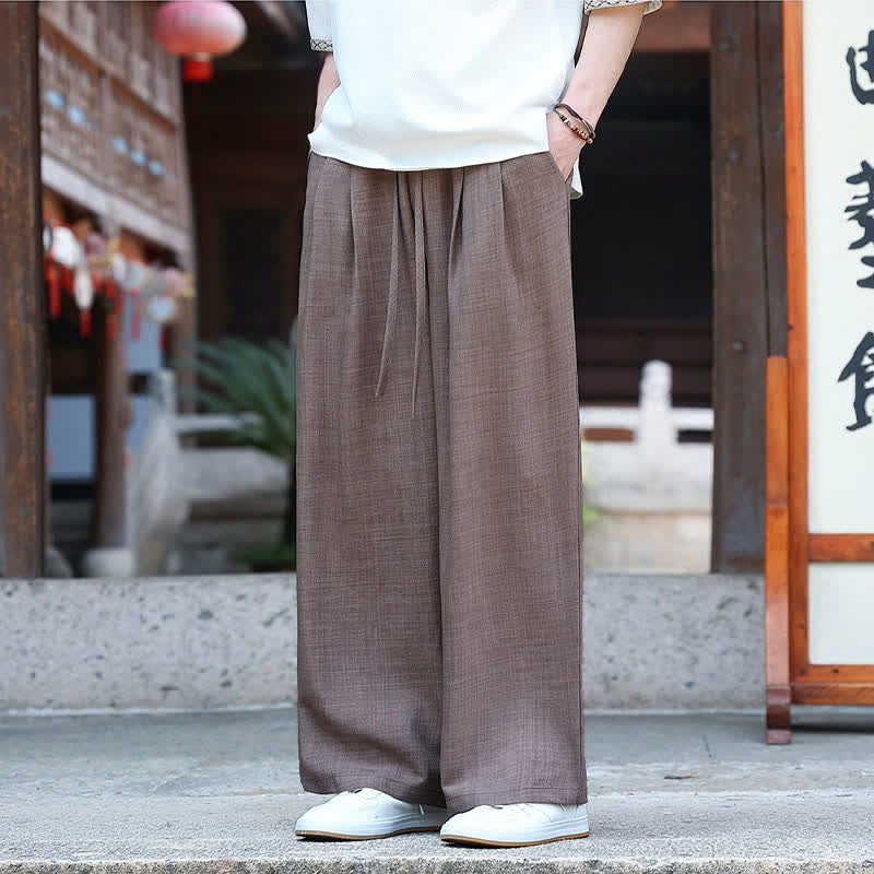 Buddha Stones Pantaloni estivi casual minimalisti con coulisse in vita elasticizzata, tinta unita, alla caviglia, da uomo, a gamba dritta con tasca - image 19