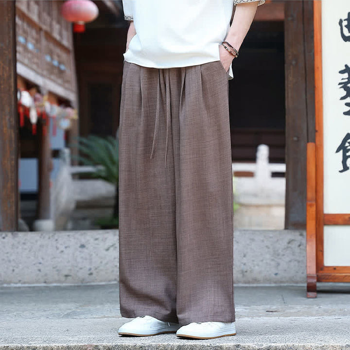 Buddha Stones Pantaloni estivi casual minimalisti con coulisse in vita elasticizzata, tinta unita, alla caviglia, da uomo, a gamba dritta con tasca - image 19