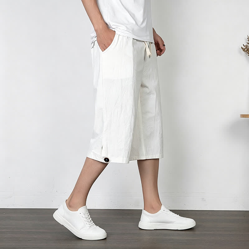Buddha Stones Pantaloni estivi casual minimalisti con coulisse, tinta unita, da uomo, gamba dritta, con tasca. - image 16