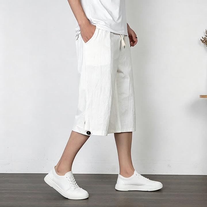 Buddha Stones Pantaloni estivi casual minimalisti con coulisse, tinta unita, da uomo, gamba dritta, con tasca. - image 16