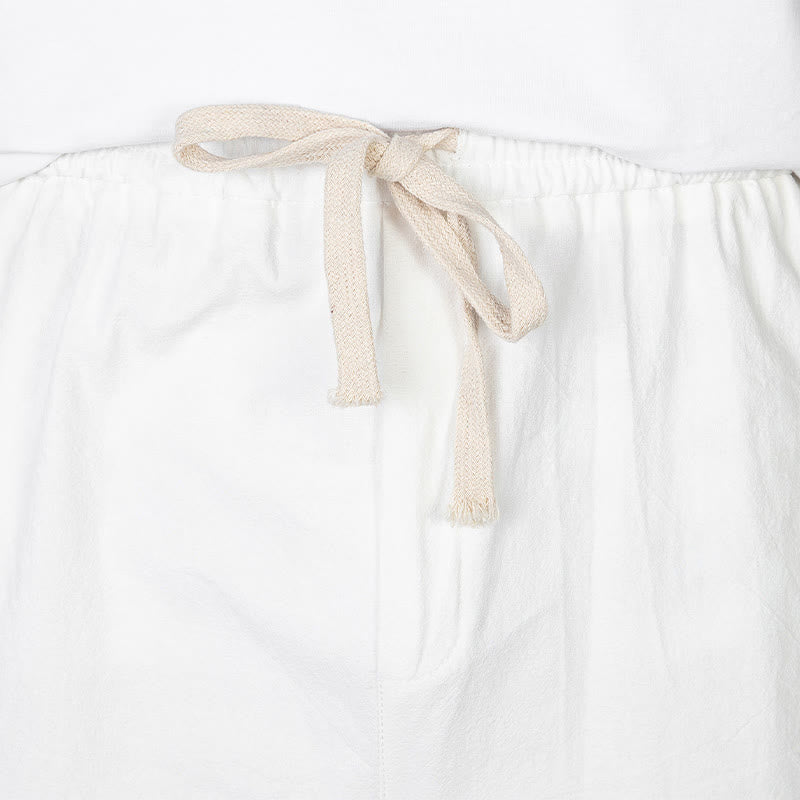 Buddha Stones Pantaloni estivi casual minimalisti con coulisse, tinta unita, da uomo, gamba dritta, con tasca. - image 18