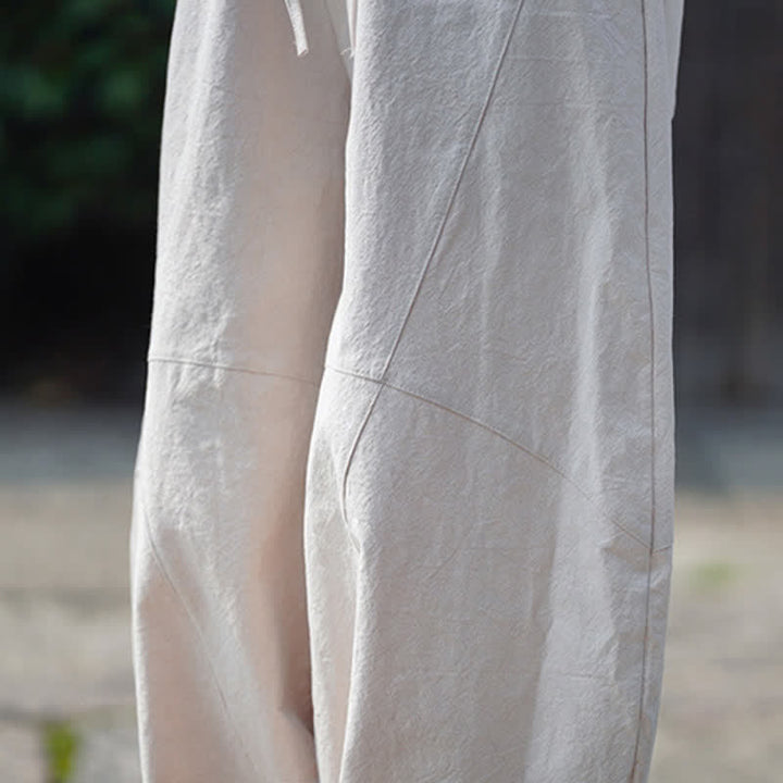 Buddha Stones Pantaloni corti estivi casual da uomo in cotone tinta unita con coulisse, modello harem con tasca - image 32