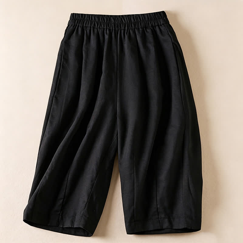 Buddha Stones Pantaloncini Bermuda estivi casual e minimalisti da donna, tinta unita, con tasche. - Nero - US12, UK/AU16, EU44 (3XL) - image 6