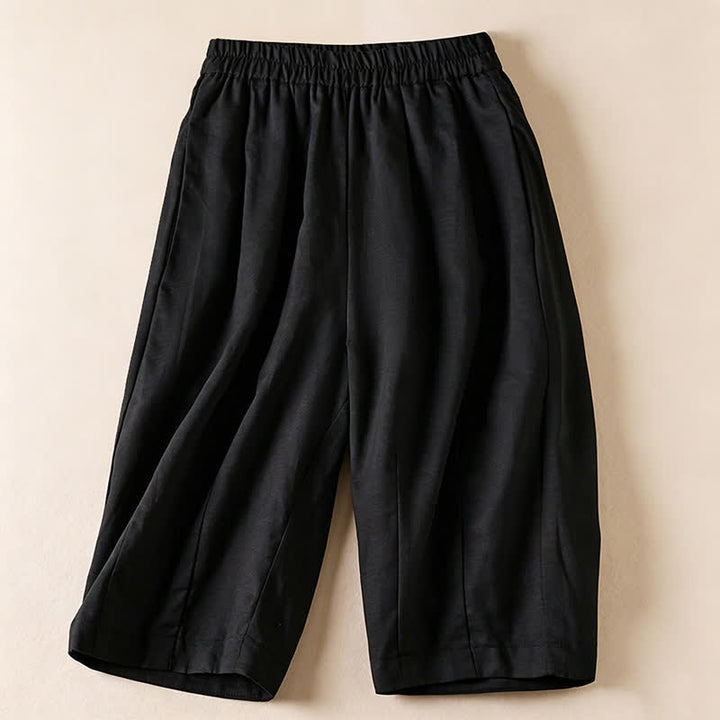 Buddha Stones Pantaloncini Bermuda estivi casual e minimalisti da donna, tinta unita, con tasche. - Nero - US12, UK/AU16, EU44 (3XL) - image 6