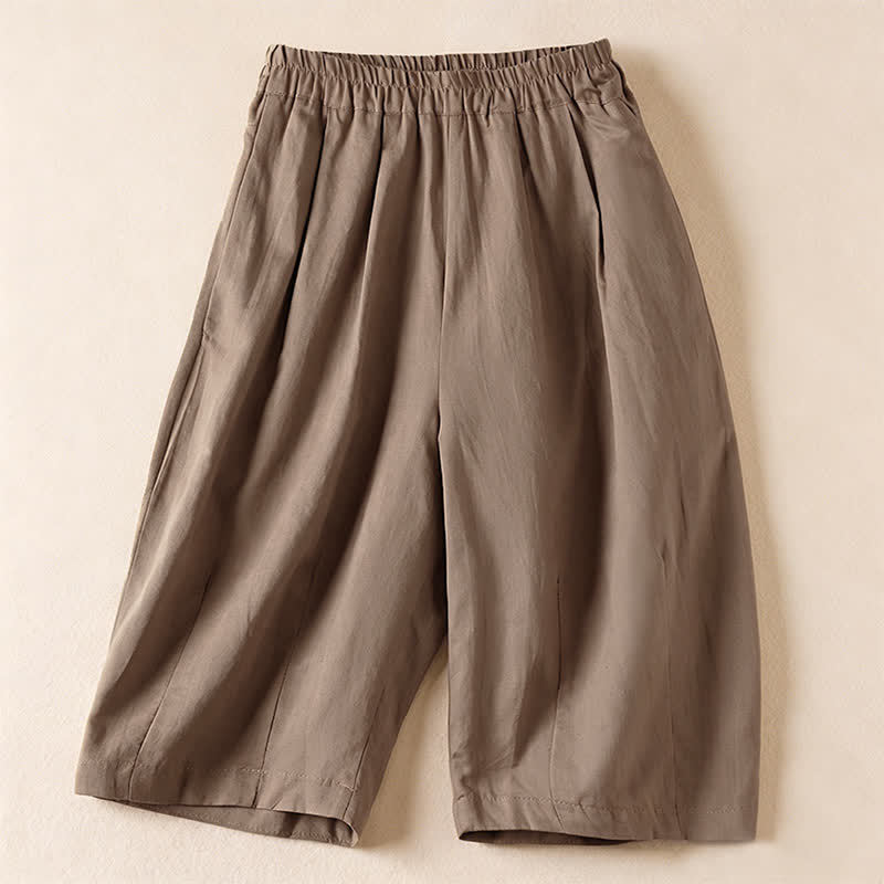 Buddha Stones Pantaloncini Bermuda estivi casual e minimalisti da donna, tinta unita, con tasche. - Tan - US12, UK/AU16, EU44 (3XL) - image 11