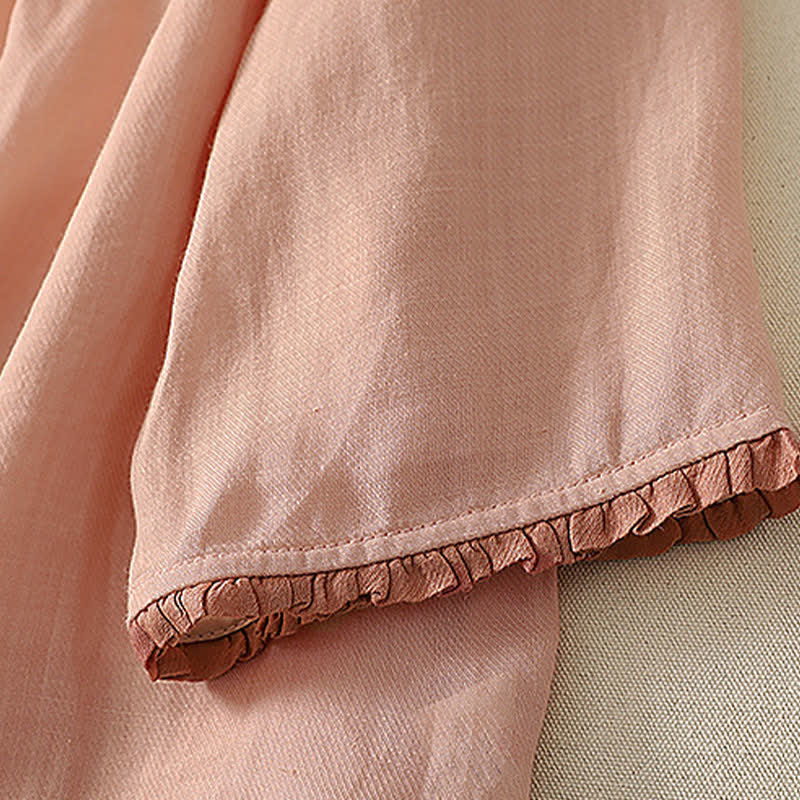 Buddha Stones Camicia da donna a maniche lunghe, elegante e casual, con ricami floreali e foglie, ideale per la primavera/estate. - image 6