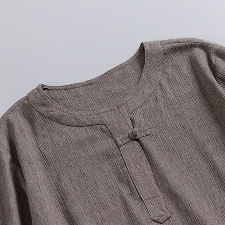 Buddha Stones Camicia da uomo a maniche corte, girocollo, stile casual estivo Tang, in tessuto Pankou. - image 2