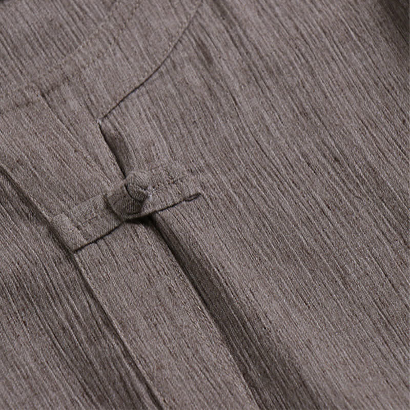 Buddha Stones Camicia da uomo a maniche corte, girocollo, stile casual estivo Tang, in tessuto Pankou. - image 3