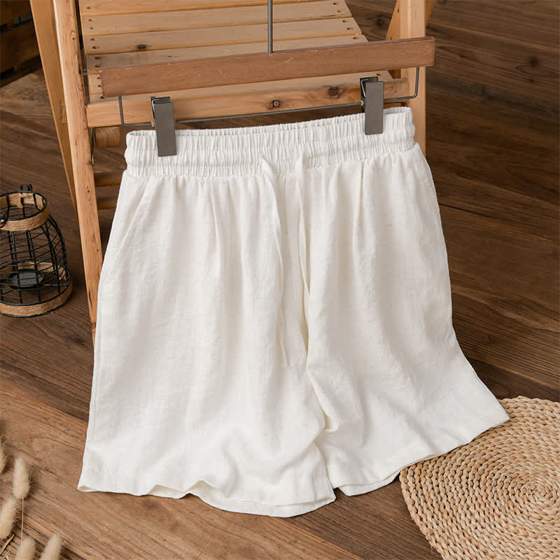 Buddha Stones Pantaloncini da uomo estivi casual minimalisti con coulisse, tinta unita e tasca - Bianco - US/UK/AU42, EU52 (3XL) - image 6