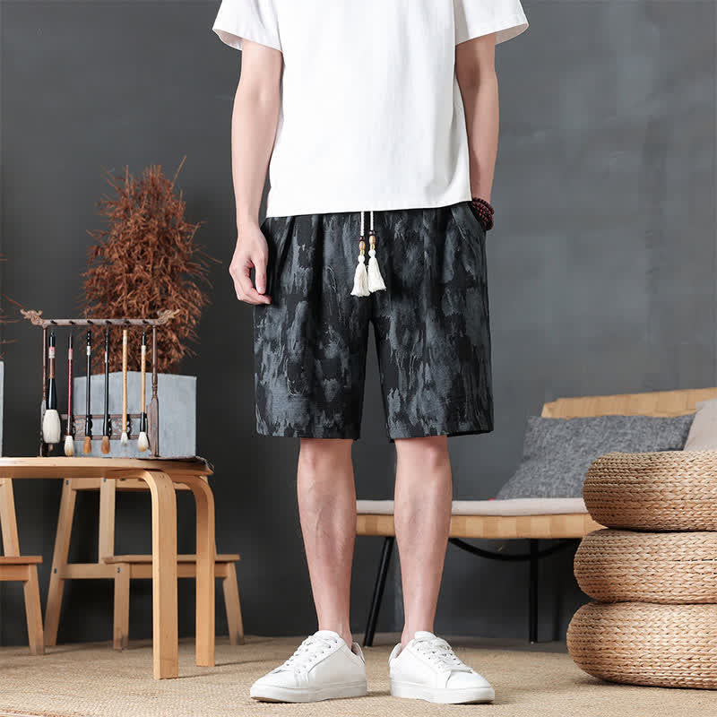 Buddha Stones Pantaloncini da uomo estivi casual minimalisti con coulisse, tinta unita e tasca - Nero - US/UK/AU46, EU56 (5XL) - image 16