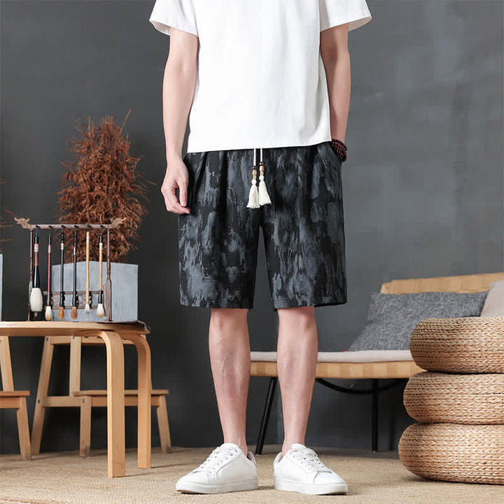 Buddha Stones Pantaloncini da uomo estivi casual minimalisti con coulisse, tinta unita e tasca - Nero - US/UK/AU46, EU56 (5XL) - image 16