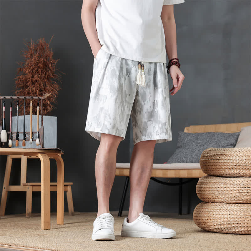 Buddha Stones Pantaloncini da uomo estivi casual minimalisti con coulisse, tinta unita e tasca - Bianco - US/UK/AU46, EU56 (5XL) - image 24
