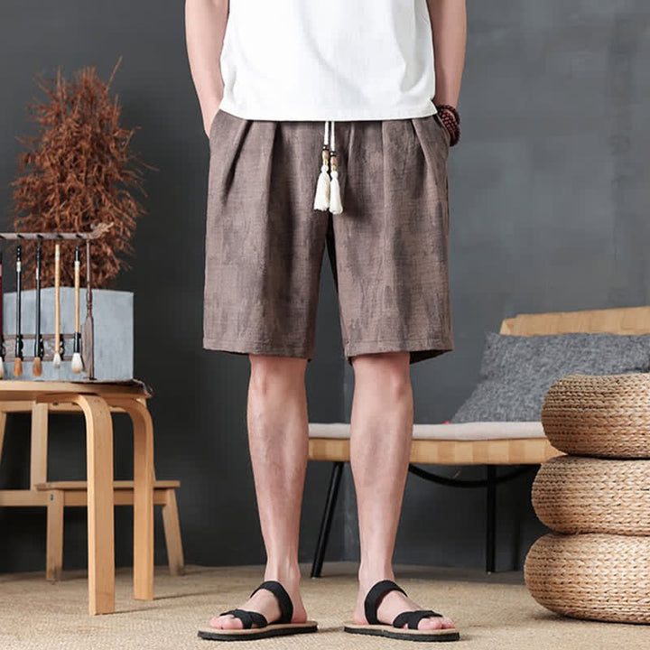 Buddha Stones Pantaloncini da uomo estivi casual minimalisti con coulisse, tinta unita e tasca - Siena - US/UK/AU46, EU56 (5XL) - image 8