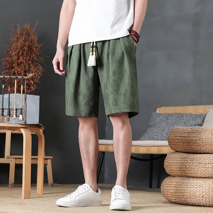 Buddha Stones Pantaloncini da uomo estivi casual minimalisti con coulisse, tinta unita e tasca - image 5