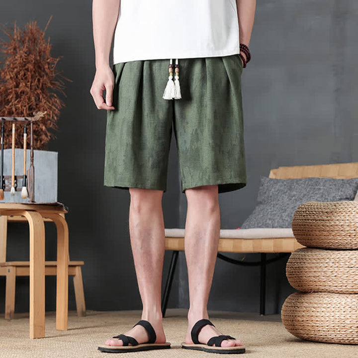 Buddha Stones Pantaloncini da uomo estivi casual minimalisti con coulisse, tinta unita e tasca - image 1
