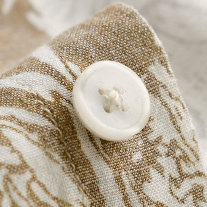 Buddha Stones Camicia da uomo estiva casual a maniche corte con stampa floreale di girasoli e taschino applicato, con bottoni. - image 9