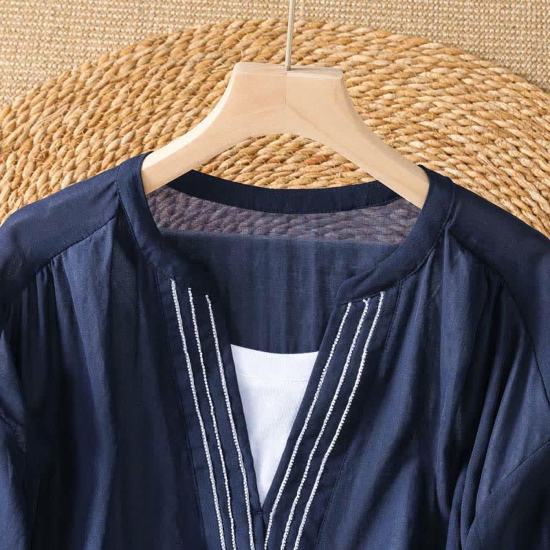 Buddha Stones T-shirt da donna a maniche corte, semplici, estive e casual, con scollo a V. - image 2