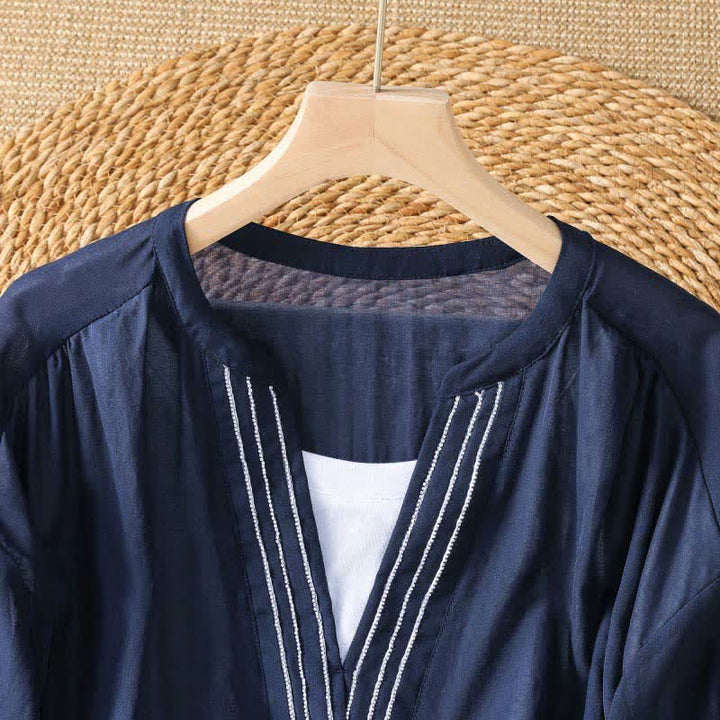 Buddha Stones T-shirt da donna a maniche corte, semplici, estive e casual, con scollo a V. - image 2