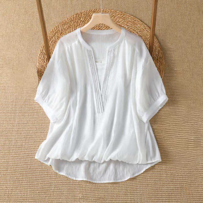 Buddha Stones T-shirt da donna a maniche corte, semplici, estive e casual, con scollo a V. - Bianco - US8-10, UK/AU12-14, EU40-42 (2XL) - image 3