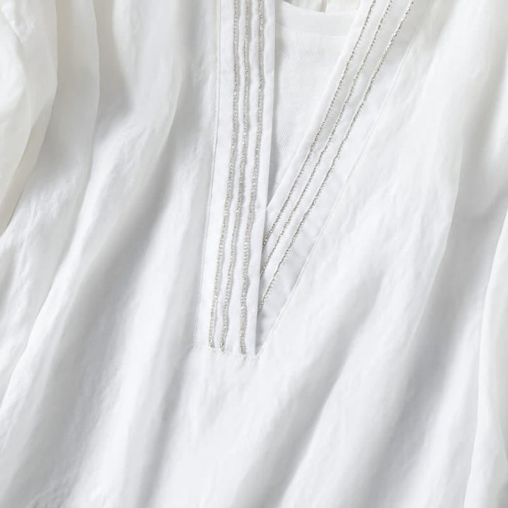 Buddha Stones T-shirt da donna a maniche corte, semplici, estive e casual, con scollo a V. - image 9
