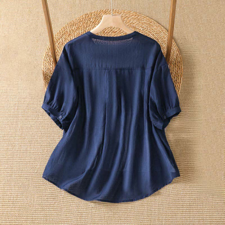 Buddha Stones T-shirt da donna a maniche corte, semplici, estive e casual, con scollo a V. - image 1