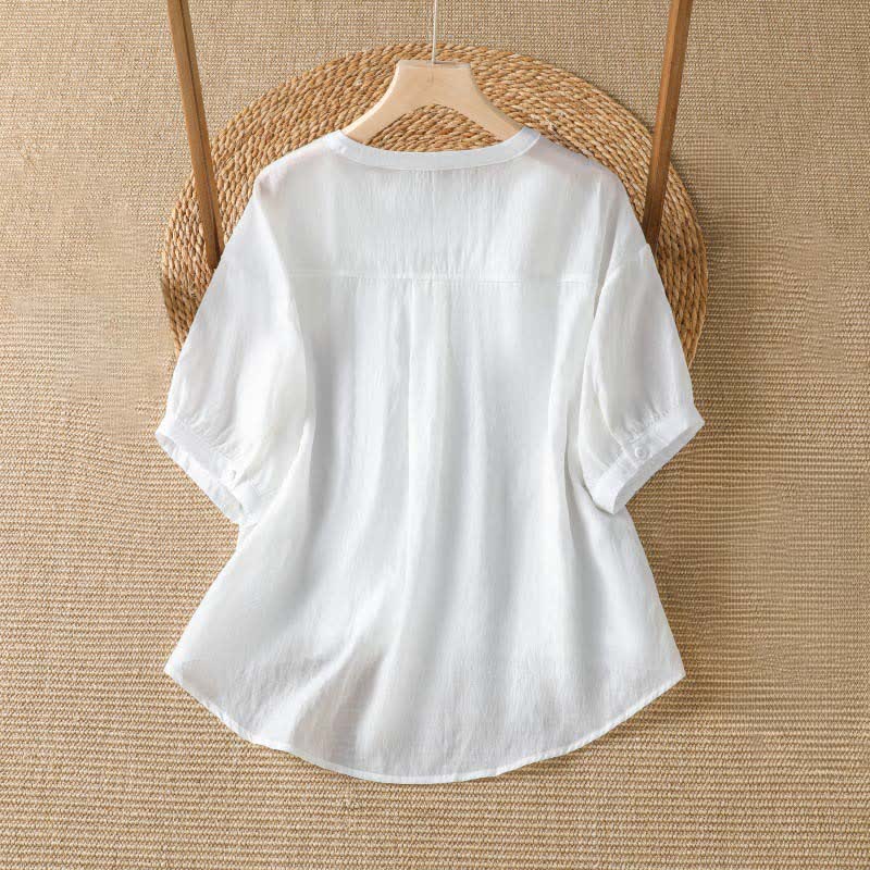 Buddha Stones T-shirt da donna a maniche corte, semplici, estive e casual, con scollo a V. - image 4